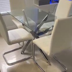 Rectangle Glass Dining Set For 4