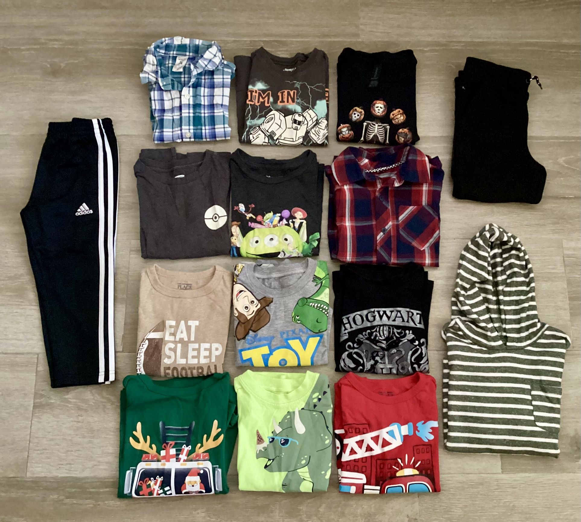$12 FOR ALL - 15 pieces Lot of Boy’s Kids Clothing Clothes 4T T-Shirt Shirt Hoodie Pants Pokemon Adidas Toy Story Hogwart’s Harry Potter Christmas