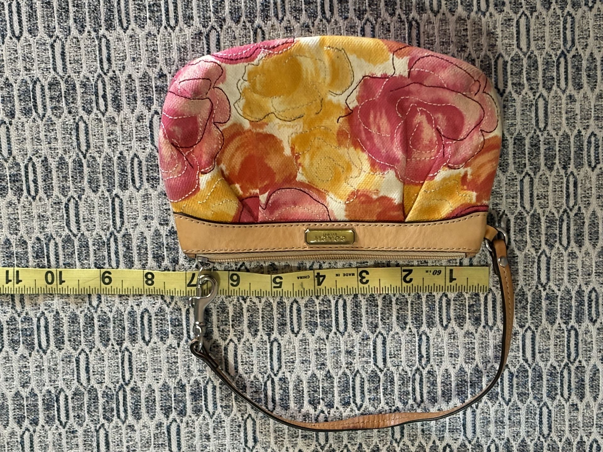 Coach Canvas Floral Zippered Wristlet 
