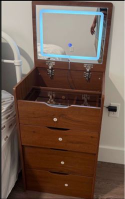 3-in-1 Vanity with LED Mirror and Seat