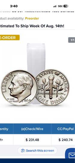 1964 US BU ROOSEVELT SILVER DIME DIMES