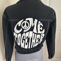 Black Denim Upcycled Jacket Size Small