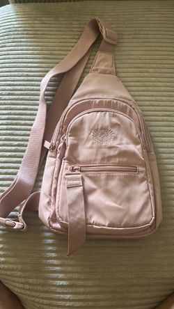 Pink sling crossbody bag, adjustable strap, casual travel