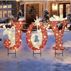 Christmas Joy Nativity Yard Sign, 30.89 Inch Joy Outdoor Christmas Decorations, 3 PCS Joy Nativity Sets for Christmas Outdoor with Gold Star for Home 