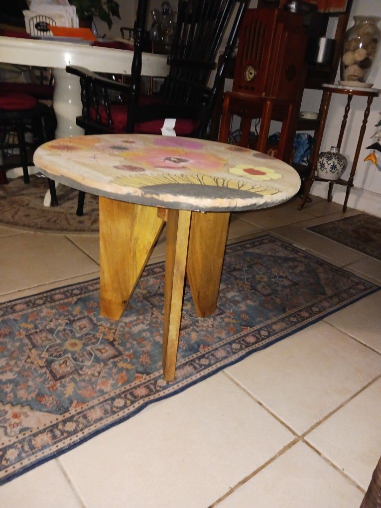 All Man Made Solid Wood Side Table 28inwd 25 Firm Look My Post Tons Item