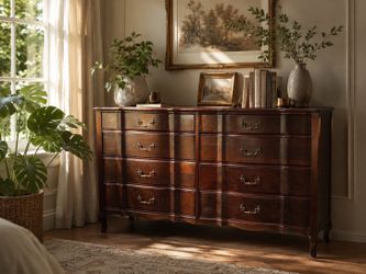 Beautiful Vintage Solid Wood 8-Drawer Dresser – French Provincial Style Antique