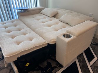 Beige Sleeper Sofa Bed (65in) (Like New)