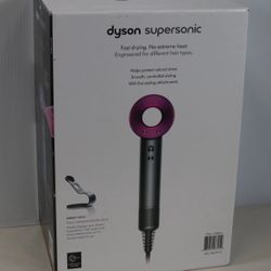 Dyson Supersonic Hairdryer With Display Stand And Attachments Iron/Fuchsia New In Sealed Box