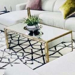 Vintage Vogue Style Coffee Table - Brass + Glass