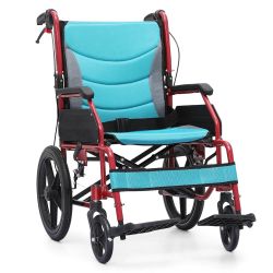 Folding Transport Wheelchair with Removable Cushion and Loop-Lock Handbrakes Wheel Chair for Adults, 17.5 inch Seat User-Friendly Lightweight Foldable