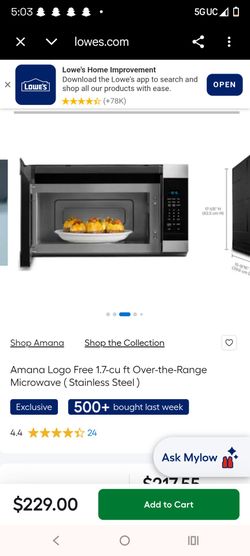 Amana 1.7 cu ft Over-the-Range Microwave Stainless Steel