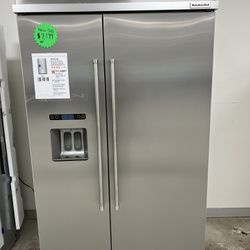 New Scratch And Dent Kitchenaid 48” W Stainless Steel Side By Side Refrigerator 