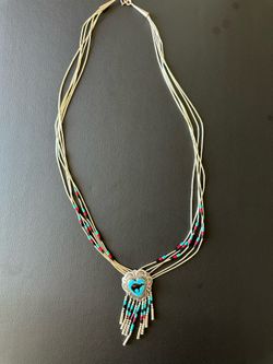 Sterling liquid silver Native American necklace singed