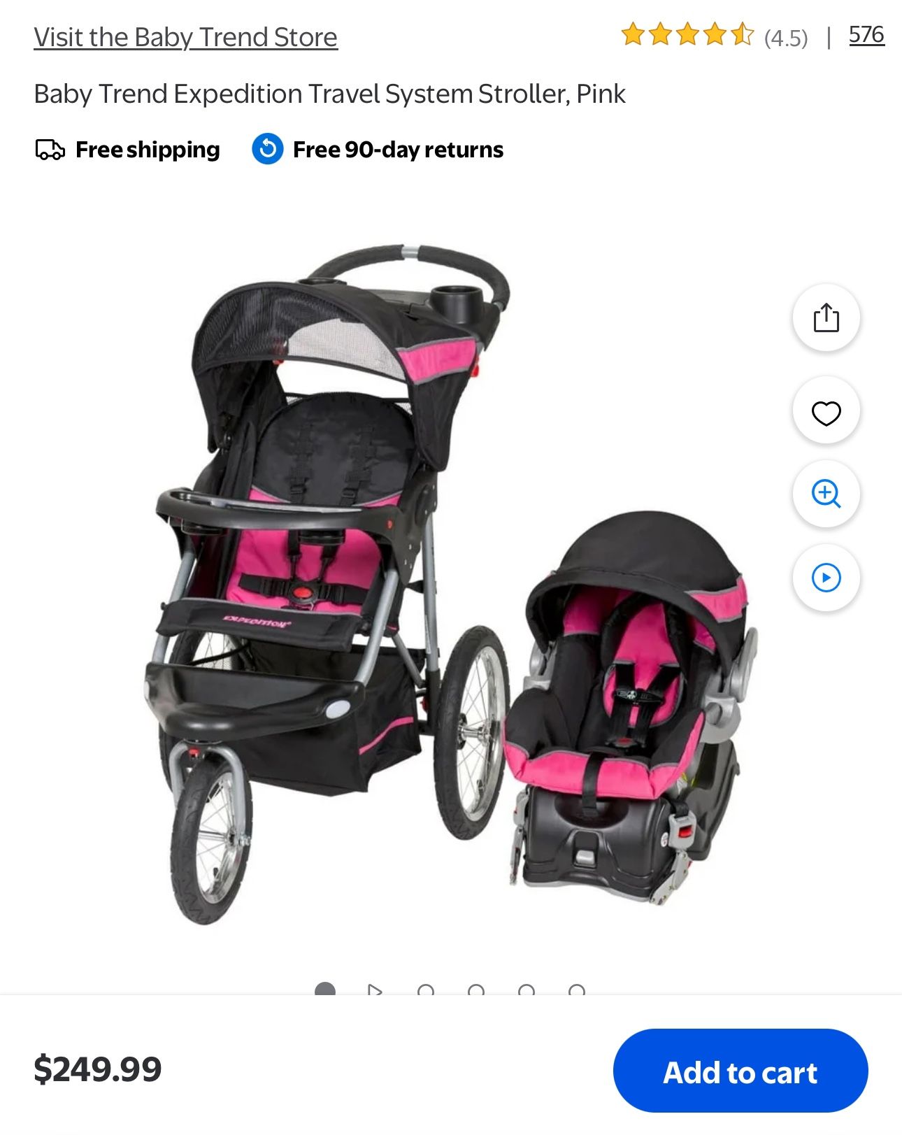 Baby Trend Expedition Travel System Stroller, Pink