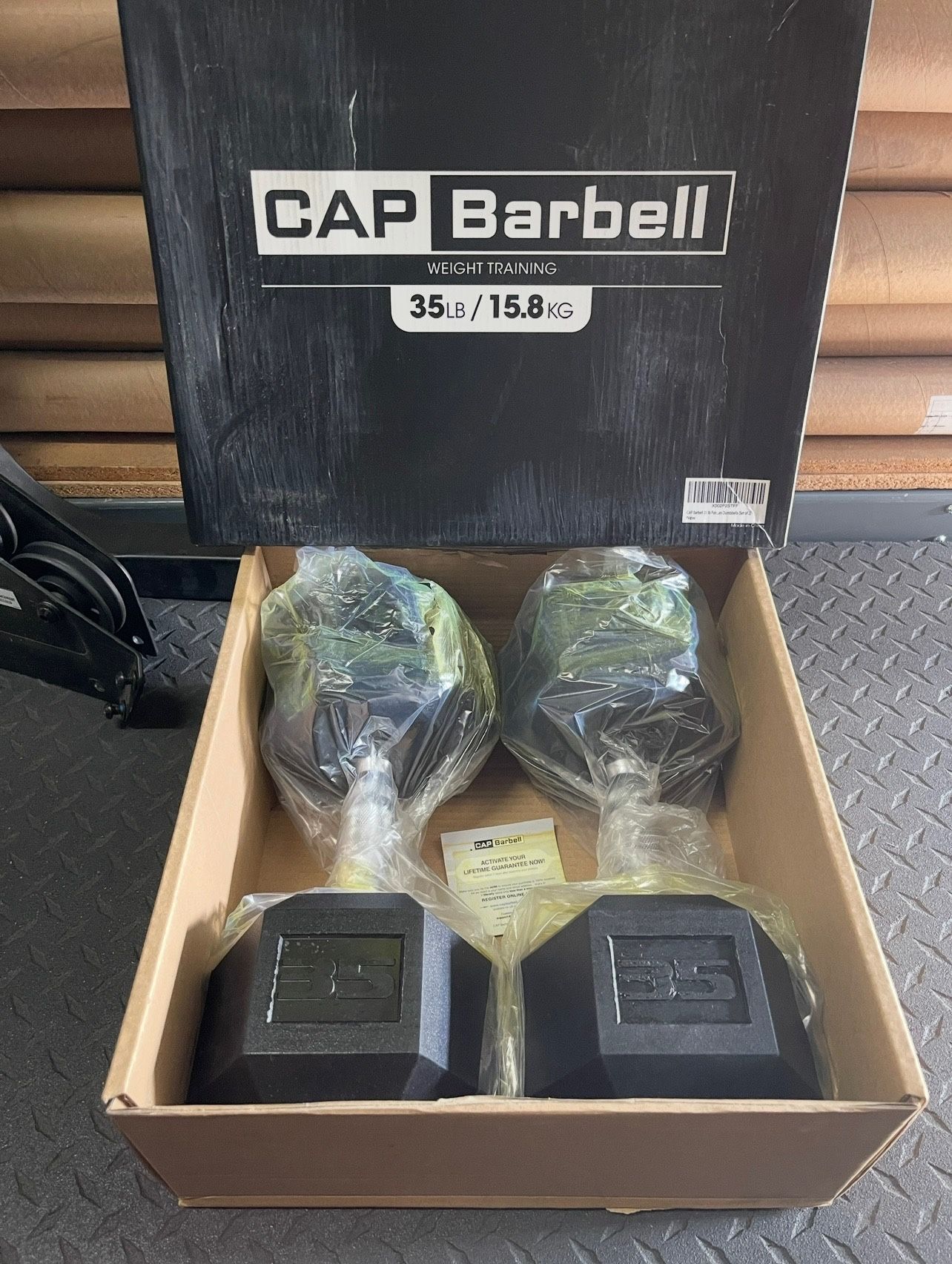 35lbs CAP Hex Rubber Dumbbell Weights…. (Brand New) Home Gym Fitness….