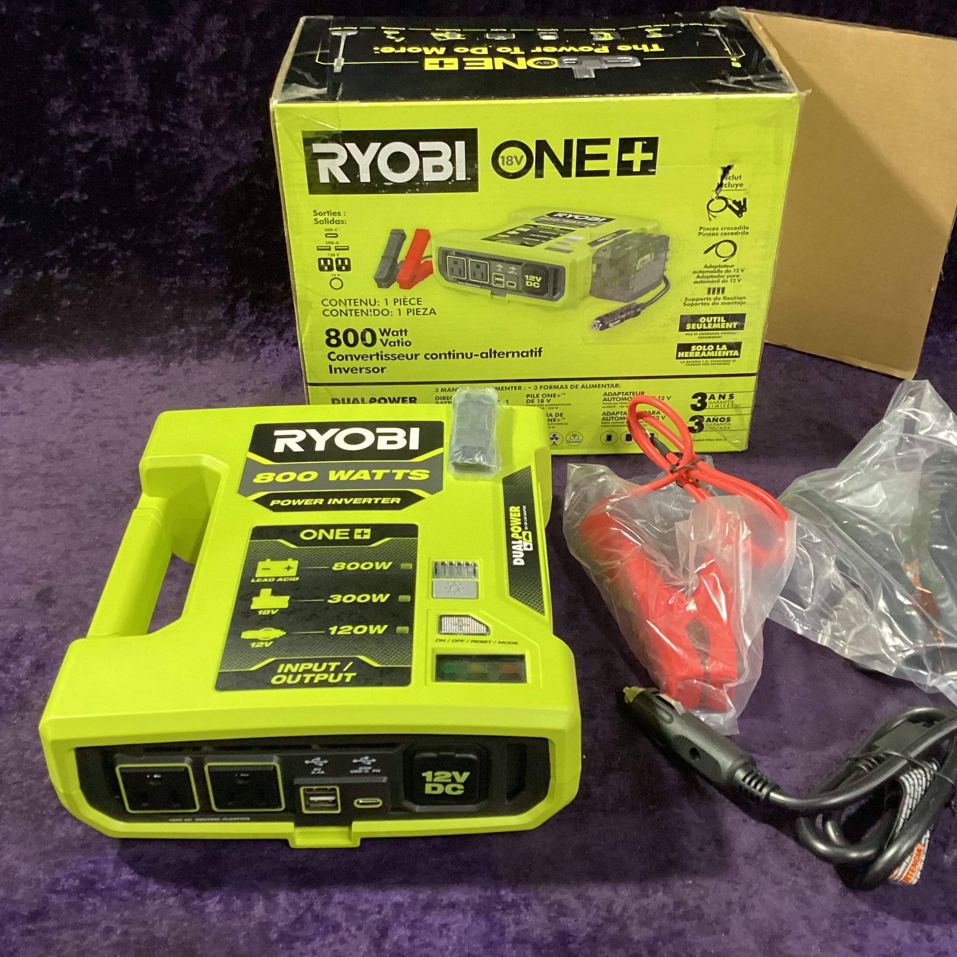 🧰🛠RYOBI ONE+18V 800-Watt Max 12V Automotive Power Inverter w/Dual USB Ports NEW!(Tool-Only)-$120!🧰🛠