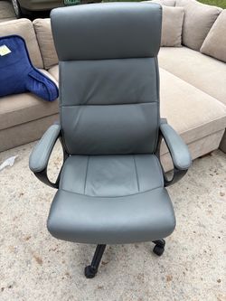 Gray Leather High-Back Office Chair