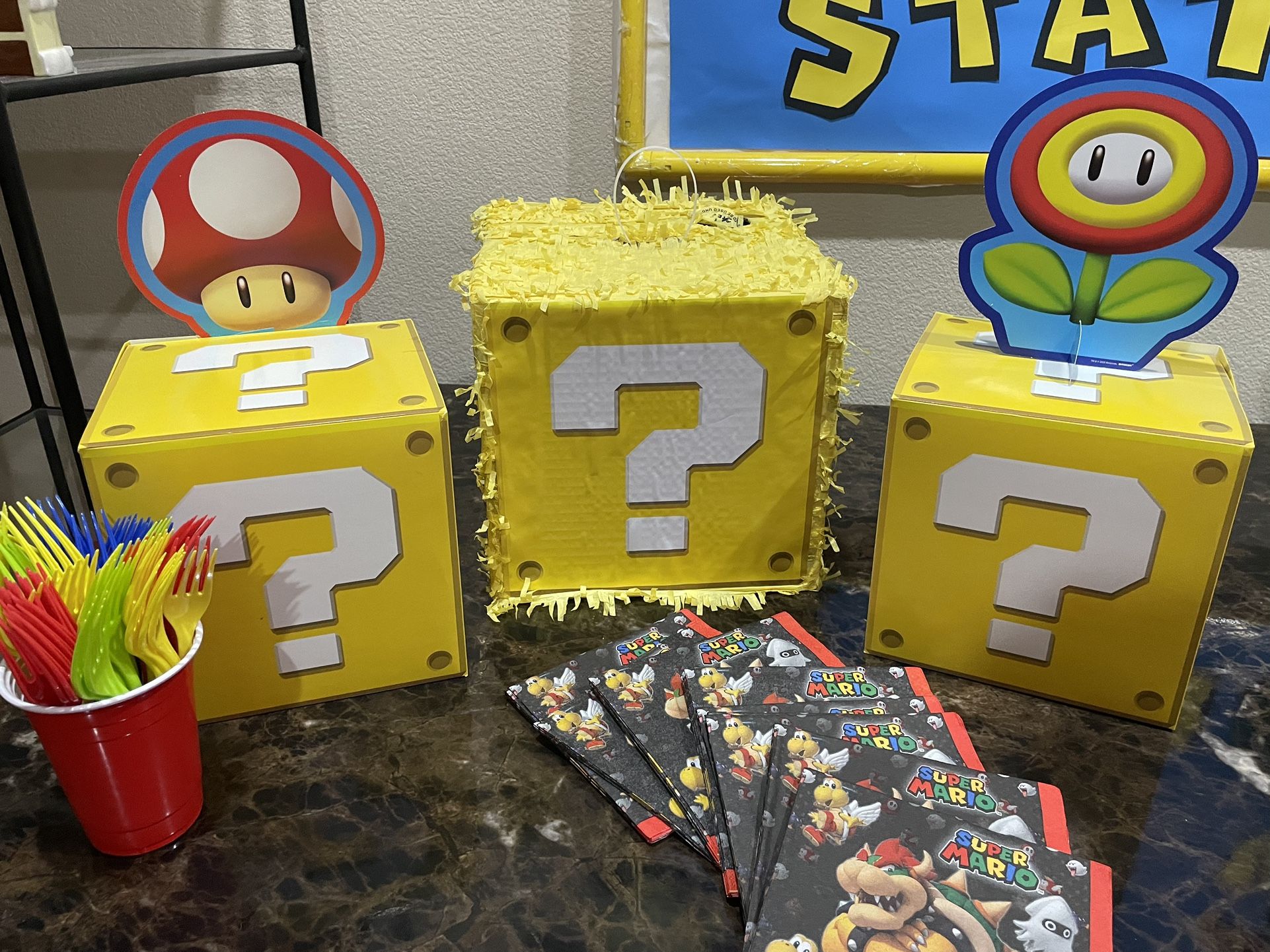 Mario Brothers Mystery Box Piñata, And Decor Boxes