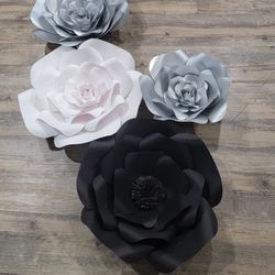 Silver Black Paper Flowers 