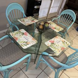 Glass Dining Table With Chairs & Two Barstools 