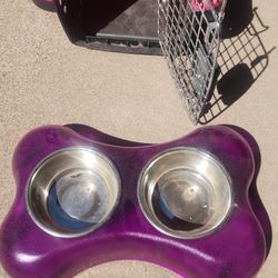 Small Pet Crate & Dog Dish