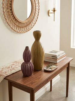 Ribbed Ceramic Vases Set of Two