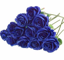 Blue artificial roses