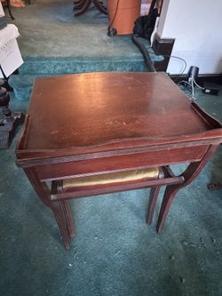 Antique Mahogany Telephone Stand And Chair