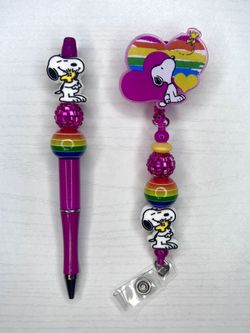 SNOOPY BADGE REEL & PEN SET