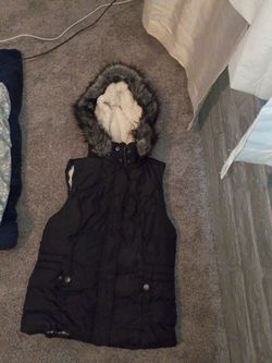 Winter vest with fur hoodie fur inside