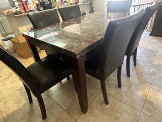 Dining Room set w/ six leather chairs