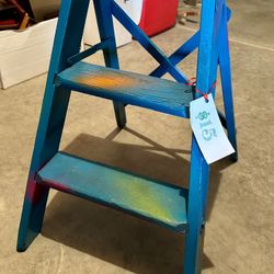 Vintage 2-step Primitive Painted Wooden Step-Stool($15)