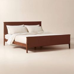 CB2 Curator Brown Leather King Bedframe
