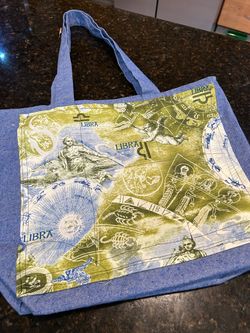Libra themed up, cycled tote bag