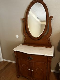 Victorian Oak Vanity with Mirror by Lexington Furniture