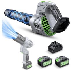 Electric Leaf Blower Cordless, 900000 RPM, 2 x 4.0Ah Batteries & Charger, Handheld Leaf Blowers for Lawn Care, 5 Speed Mode, Portable Lightweight Gras