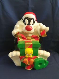Sylvester And Tweety Christmas Cookie Jar