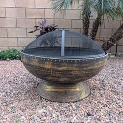 Sunnydaze 30-Inch Large Outdoor Fire Pit - Wood Burning Fire Pit with Poker and Screen 