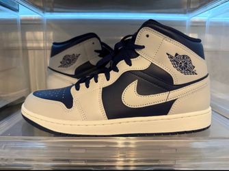 Air Jordan 1 Mid Obsidian White Sneakers