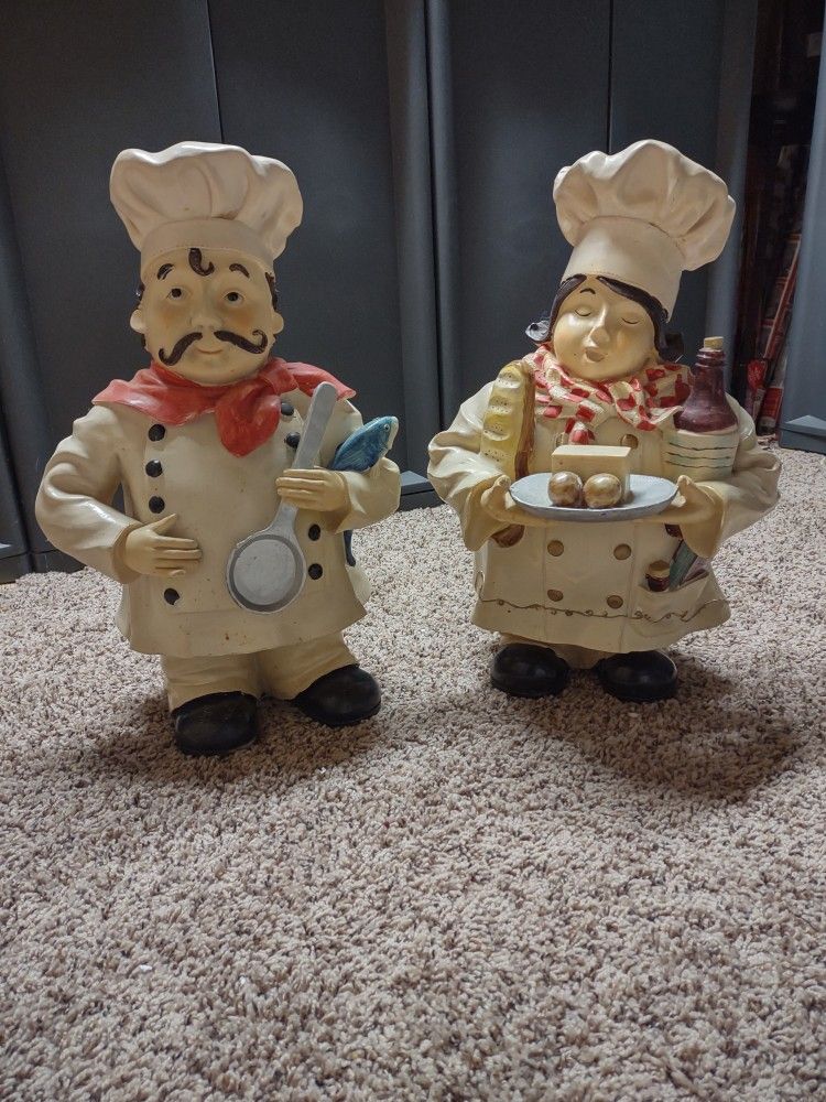 Vintage 18" Tall Resin "Chef" Statues