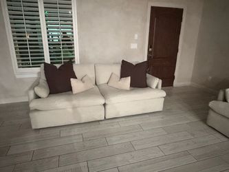 Cream Fabric Two-Seat Sofa (Love Seat Set)