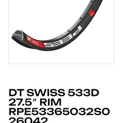 2 Matching Mountain Bike Dirt Jumper Rims.  DT Swiss 533d   27.5 