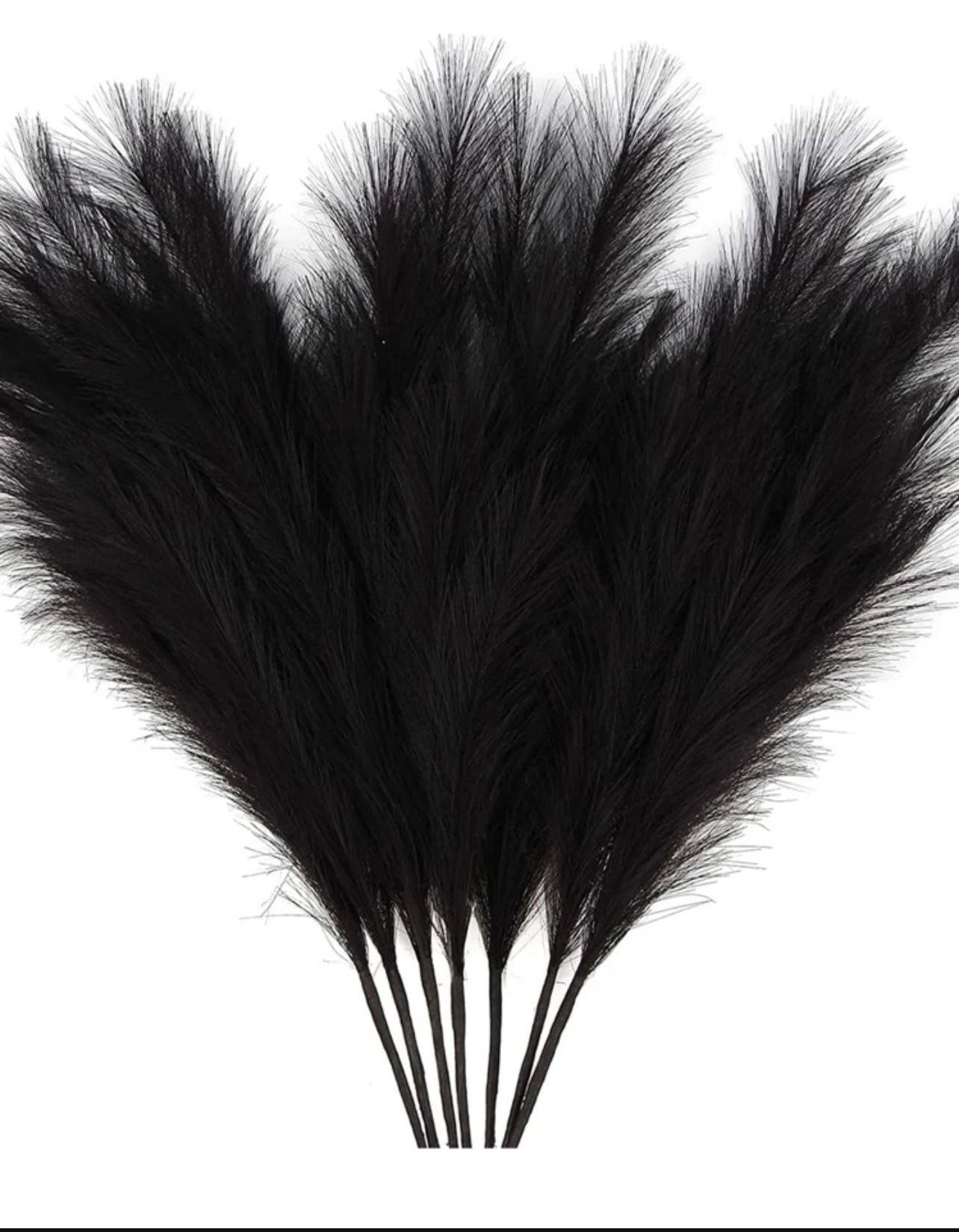 10pcsArtificial Pampas Grass & Artificial Reeds (55cm/21.65in) Bohemian Style Fall Home Decor Black Bushy Faux Foliage Flower Stems For Vase Filling R