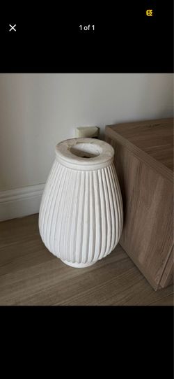White Stone Fluted 16" Tall Vase Renata Farmhouse Planter