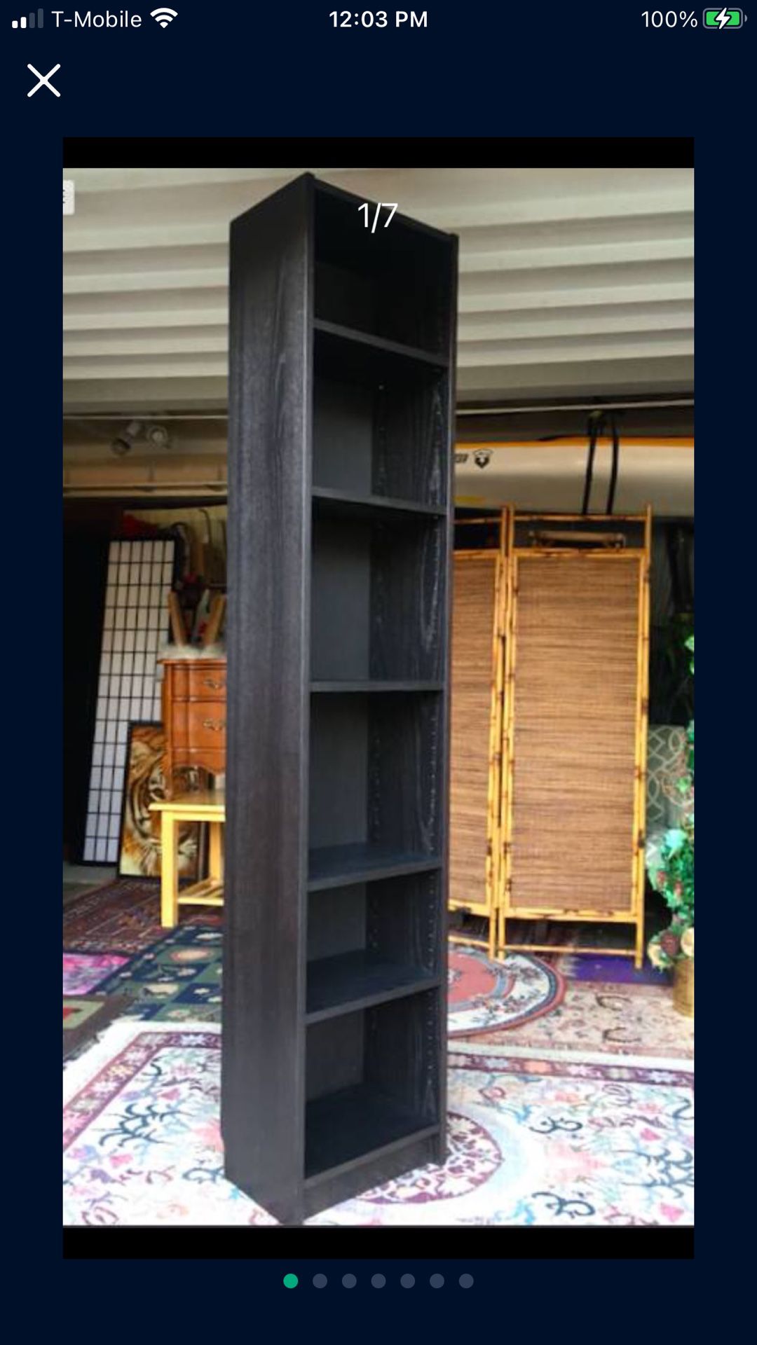Storage Tall Shelf-Tall Slim Black Shelf - adjustable shelves - 80"H x 18"W x 11"D - Excellent condition