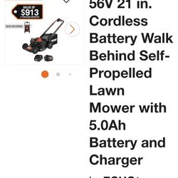 ECHO 56V 21 in. Cordless Battery Walk Behind Self-Propelled Lawn Mower with 5.0Ah Battery and Char