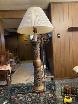 Vintage  Lamp With  Lamp Shade 41”
