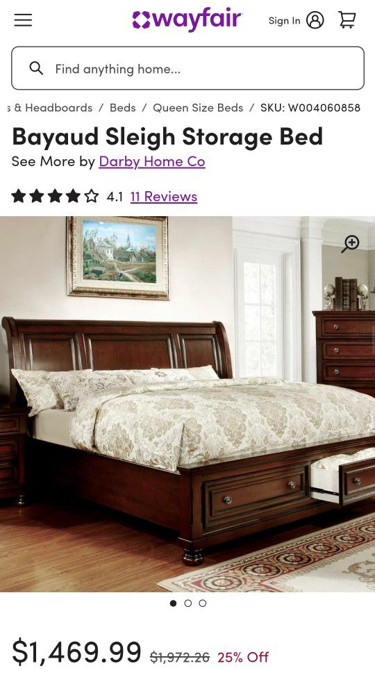 MUST GO! Practically New QUEEN SLEIGH BED WITH STORAGE DRAWERS
