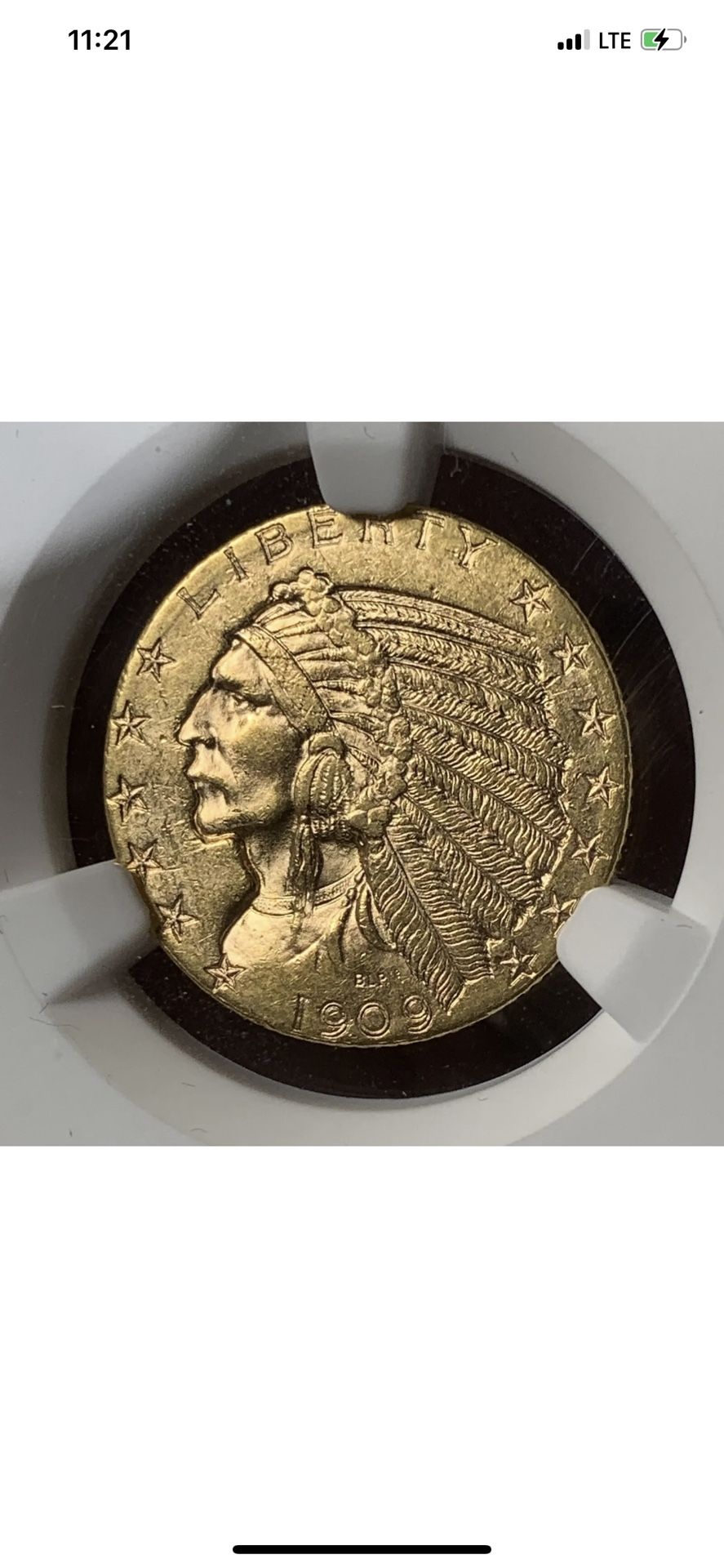 1909-D $5 Indian Head Gold Half Eagle - Strong Luster NGC MS 62 (NGC DATE ERROR)