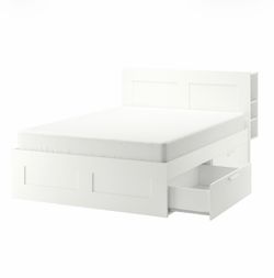 White Bed Frame with Storage Drawers